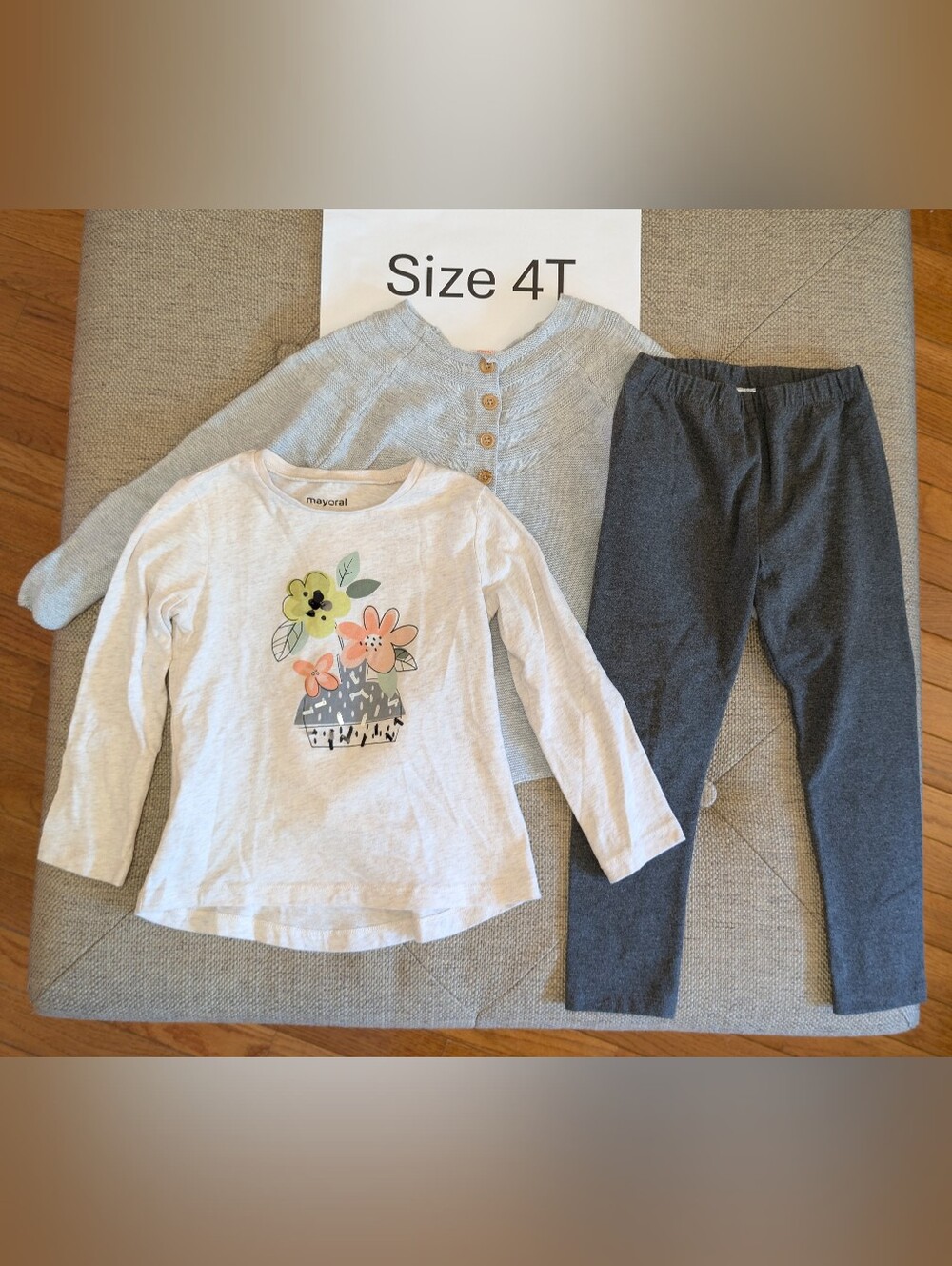 3 Piece Mayoral 4T Outfit Flower Print With Sequins